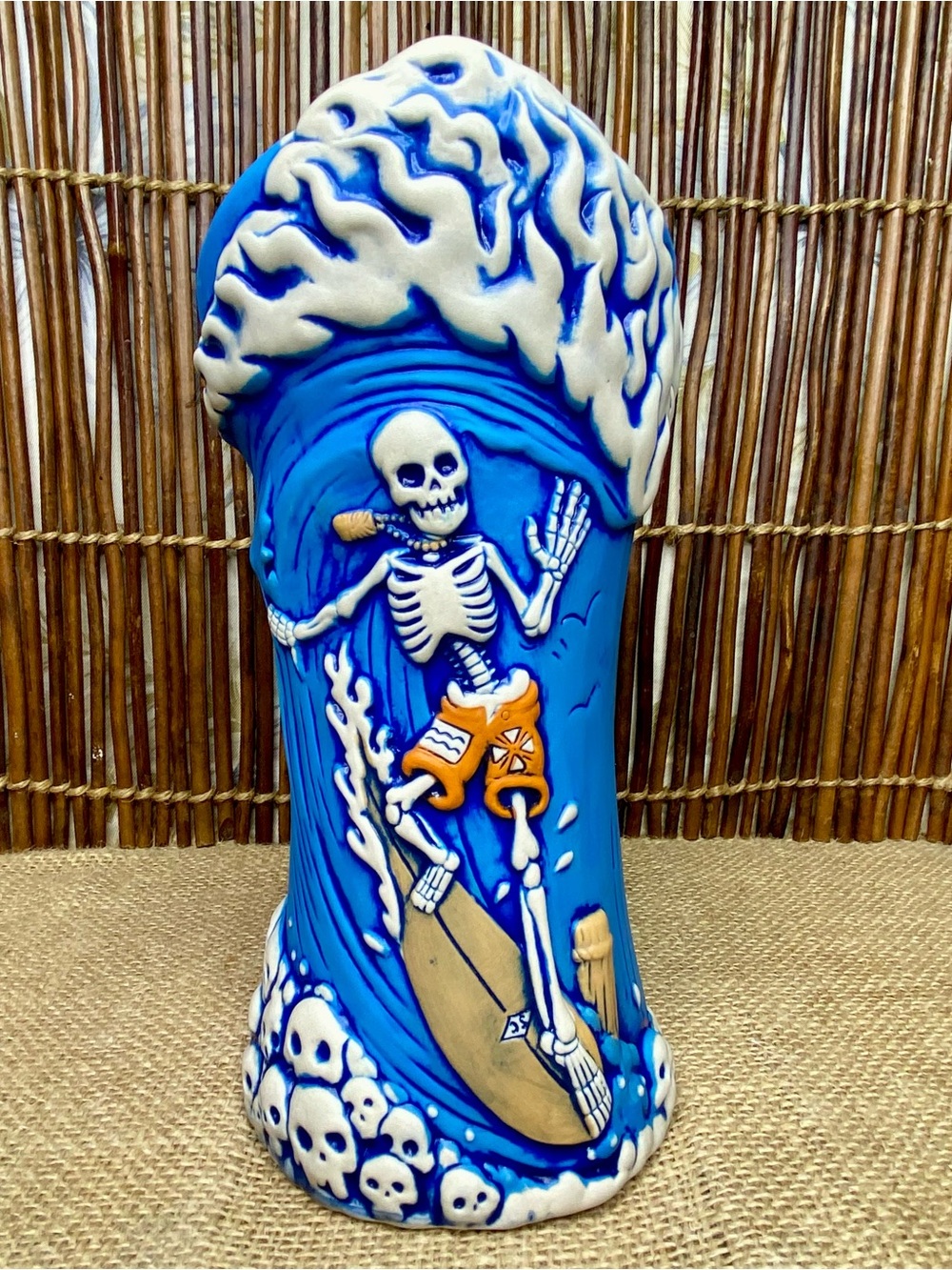 Makai Santa Cruz 5th Anniversary Tiki Mug Drew Brophy Surf Skeleton Tiki Farm CA